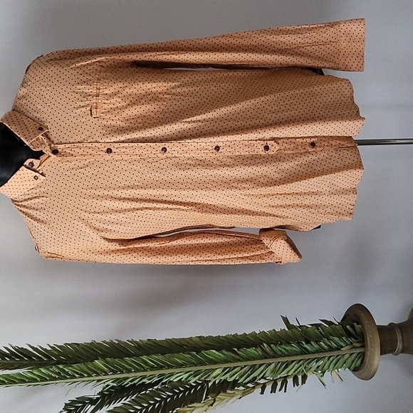 Buffalo David Bitton mustard orange factory distressed polka dot button down NWT - Picture 1 of 7